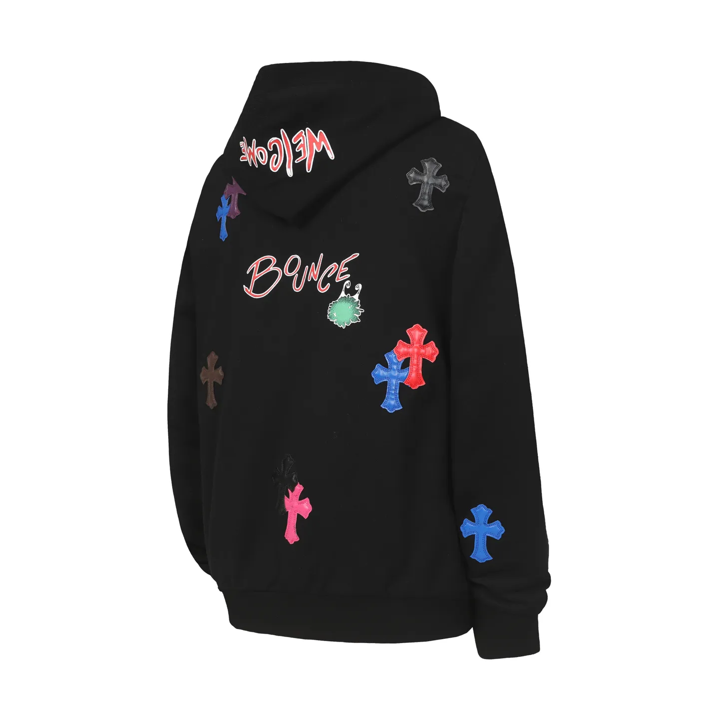 P280 #L3107 cross-border model. Those who pursue quality should not place an order. -Chrome Hearts/Chrome Hearts graffiti spoof printed leather cross✝️Hooded sweatshirt - High weight, high density and high quality. The wool is soft, delicate and skin-friendly. It feels soft and silky. It has excellent warmth and skin-friendly properties. XL